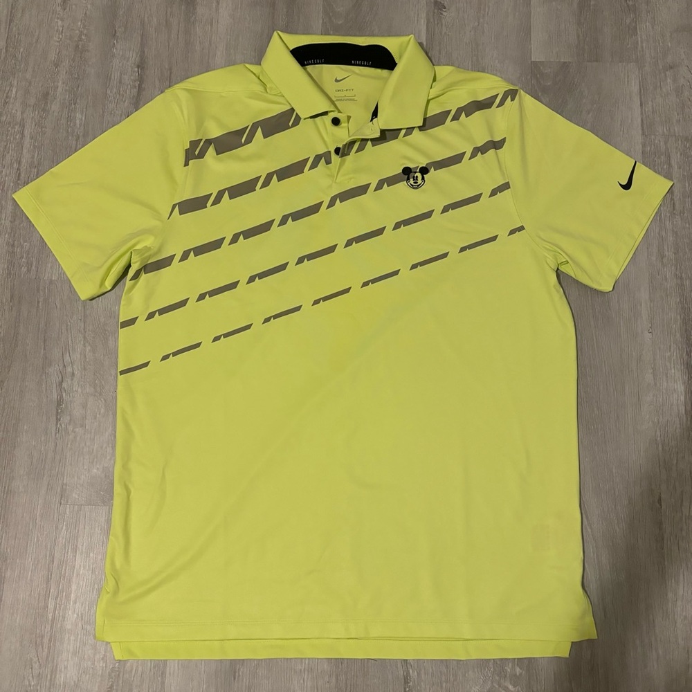 Nike Men's Neon Yellow Mickey Polo Shirt Size Large